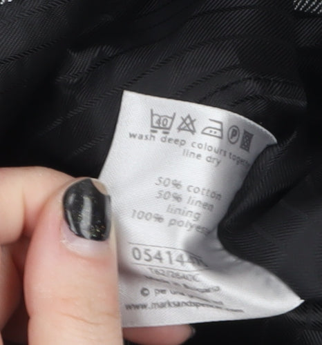 Marks and Spencer Womens Grey Linen Blend Mid-Length Coat Size 12