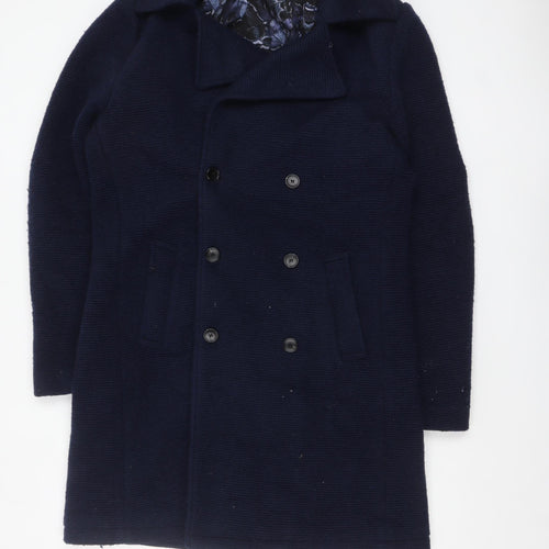 Feraud Women’s Blue Wool Pea Coat Liberty Lined Size L Classic
