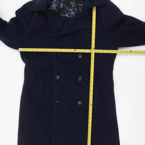 Feraud Women’s Blue Wool Pea Coat Liberty Lined Size L Classic