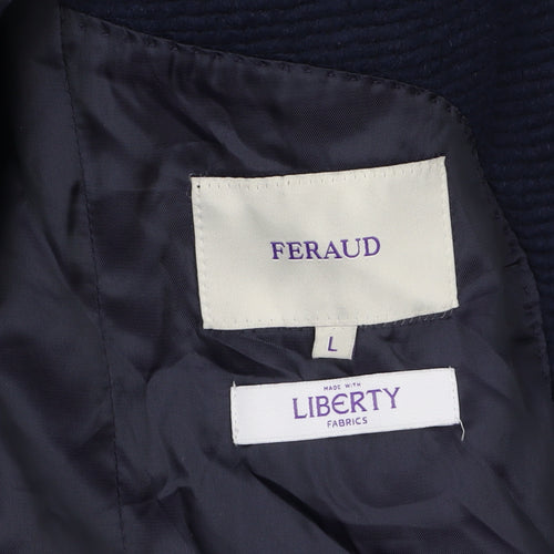 Feraud Women’s Blue Wool Pea Coat Liberty Lined Size L Classic