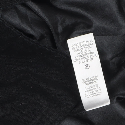 Dunnes Women Black Linen Blend Short Sleeve Double-Breasted Suit Jacket Size 14