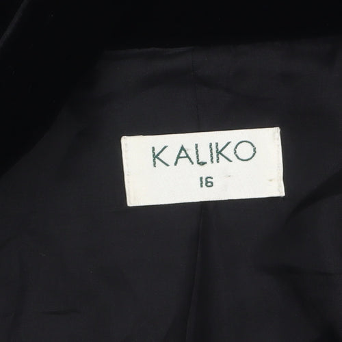 Kaliko Women's Black Velvet Single-Breasted Blazer Size 16