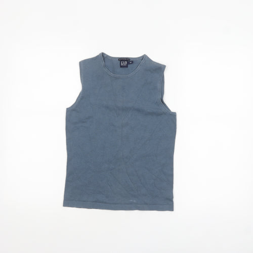 GAP Women Blue Sleeveless Stretch Cotton Knit Tank Top S