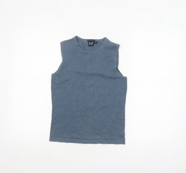 GAP Women Blue Sleeveless Stretch Cotton Knit Tank Top S