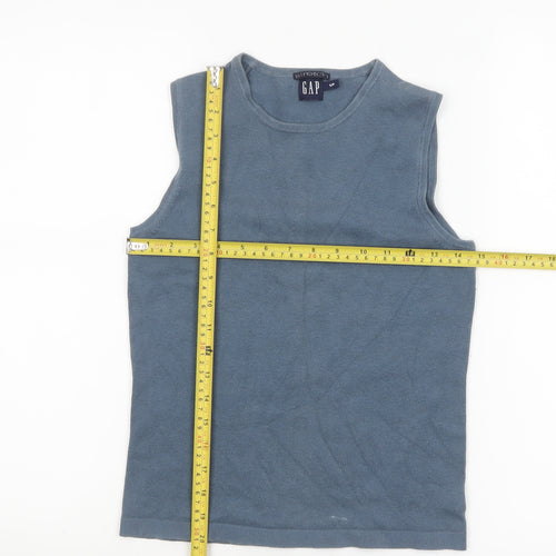 GAP Women Blue Sleeveless Stretch Cotton Knit Tank Top S