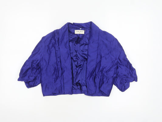 Kaliko Women's Blue Cropped Suit Jacket Size 12 Silk Blend