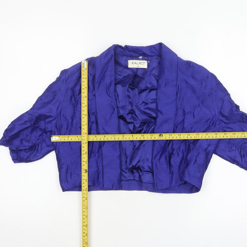 Kaliko Women's Blue Cropped Suit Jacket Size 12 Silk Blend