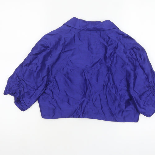 Kaliko Women's Blue Cropped Suit Jacket Size 12 Silk Blend