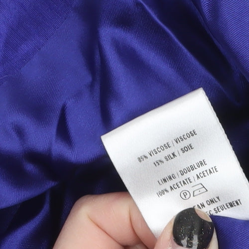 Kaliko Women's Blue Cropped Suit Jacket Size 12 Silk Blend