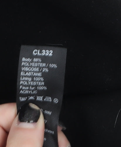 Joanna Hope Women’s Black Faux Fur Hooded Long Coat Size 28