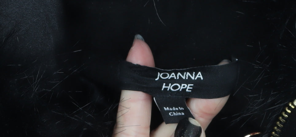 Joanna Hope Women’s Black Faux Fur Hooded Long Coat Size 28