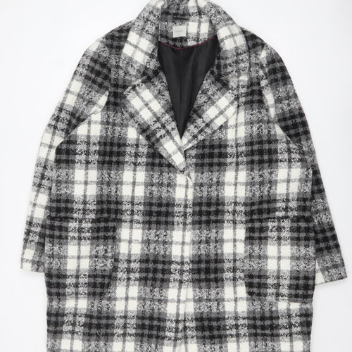 George Women's Black Check Wool Blend Overcoat Size 24