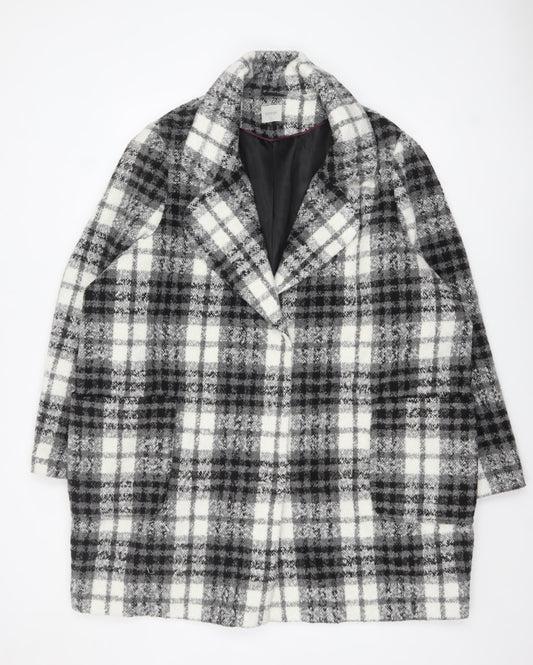 George Women's Black Check Wool Blend Overcoat Size 24