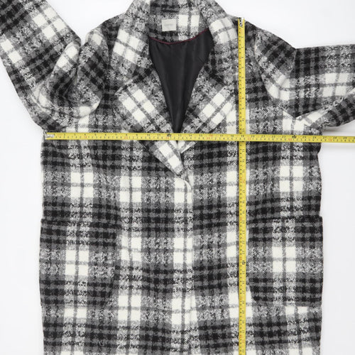 George Women's Black Check Wool Blend Overcoat Size 24
