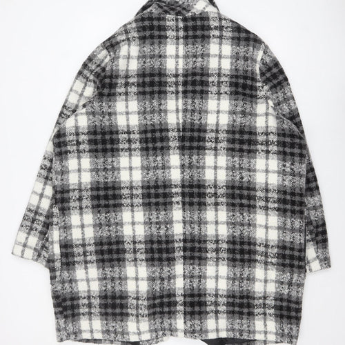 George Women's Black Check Wool Blend Overcoat Size 24