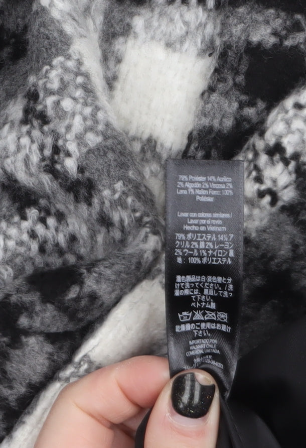 George Women's Black Check Wool Blend Overcoat Size 24