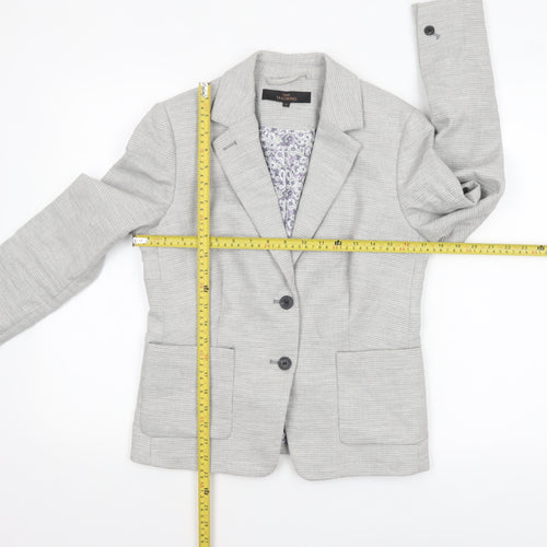 Next Women Grey Tailored Blazer UK 10 Linen Blend Two-Button Jacket