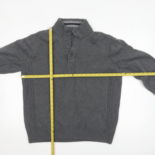 Marks and Spencer Blue Harbour Men’s Grey Cotton Henley Jumper XL