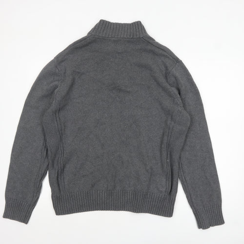 Marks and Spencer Blue Harbour Men’s Grey Cotton Henley Jumper XL