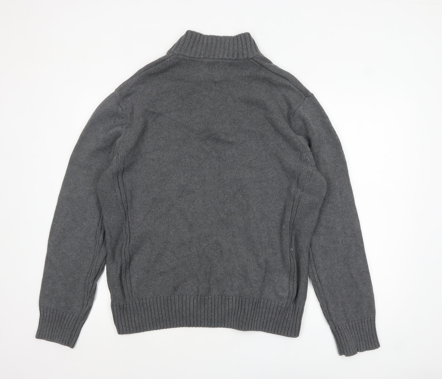 Marks and Spencer Blue Harbour Men’s Grey Cotton Henley Jumper XL
