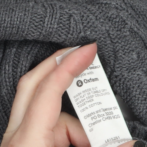 Marks and Spencer Blue Harbour Men’s Grey Cotton Henley Jumper XL