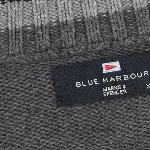 Marks and Spencer Blue Harbour Men’s Grey Cotton Henley Jumper XL