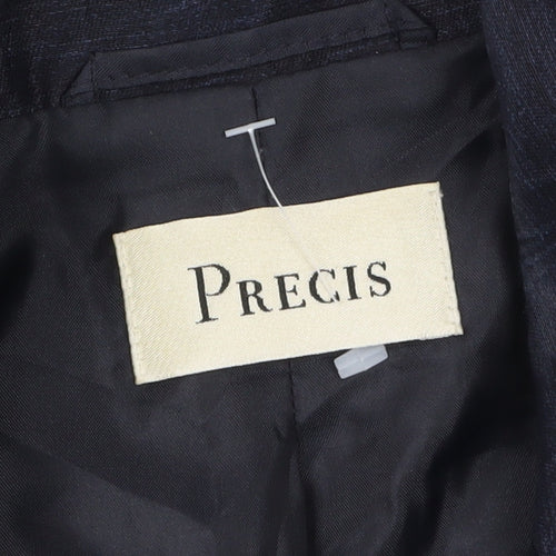 Precis Women Navy Blue Linen Blend Single-Breasted Blazer UK 8