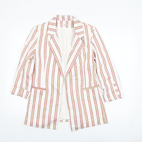 King Kong Women Ivory Pink Striped Single-Breasted Blazer Size 16