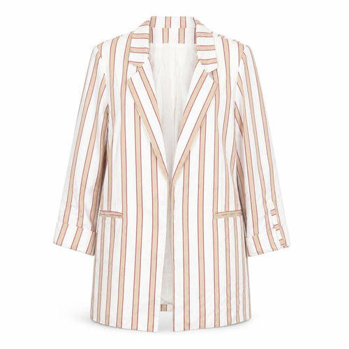 King Kong Women Ivory Pink Striped Single-Breasted Blazer Size 16
