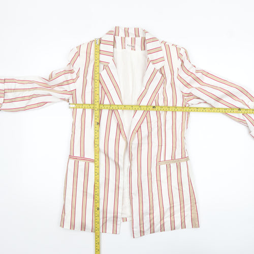King Kong Women Ivory Pink Striped Single-Breasted Blazer Size 16