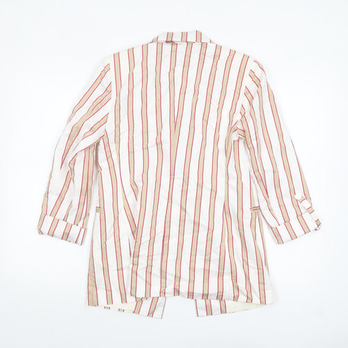 King Kong Women Ivory Pink Striped Single-Breasted Blazer Size 16