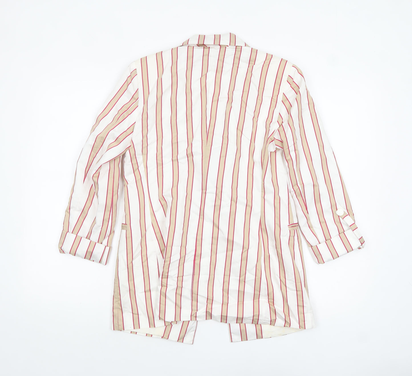King Kong Women Ivory Pink Striped Single-Breasted Blazer Size 16