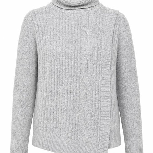 Wallis Women Grey Cable-Knit Roll Neck Jumper Size S