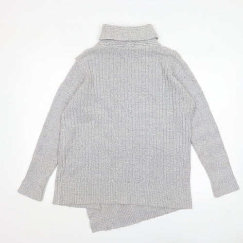 Wallis Women Grey Cable-Knit Roll Neck Jumper Size S