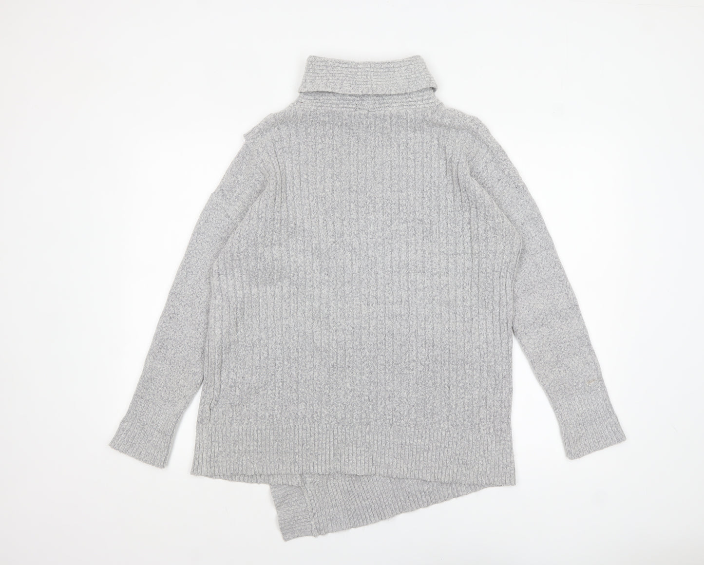 Wallis Women Grey Cable-Knit Roll Neck Jumper Size S
