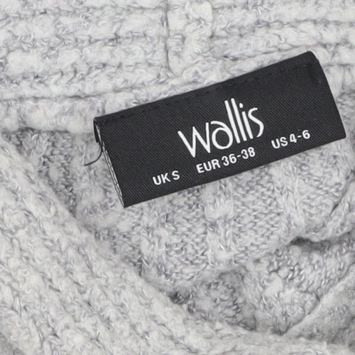 Wallis Women Grey Cable-Knit Roll Neck Jumper Size S
