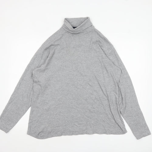 James Pringle Men's Grey Roll Neck Long Sleeve Cotton Top - M