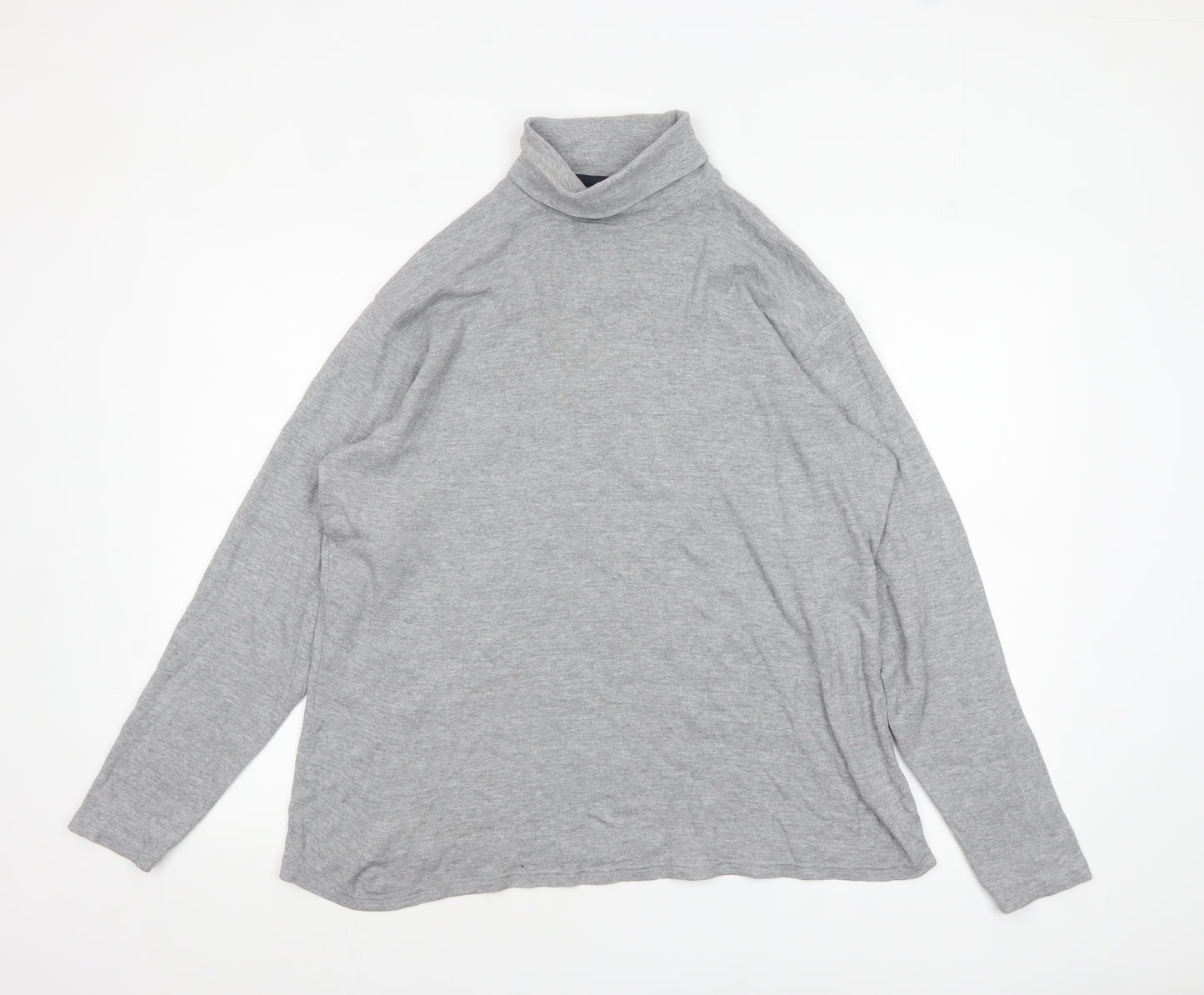 James Pringle Men's Grey Roll Neck Long Sleeve Cotton Top - M