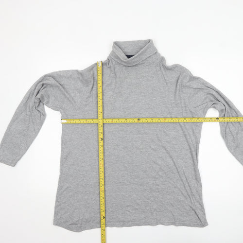 James Pringle Men's Grey Roll Neck Long Sleeve Cotton Top - M