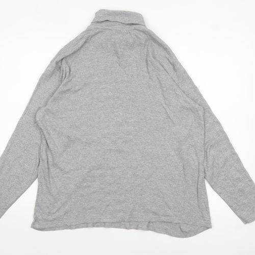 James Pringle Men's Grey Roll Neck Long Sleeve Cotton Top - M