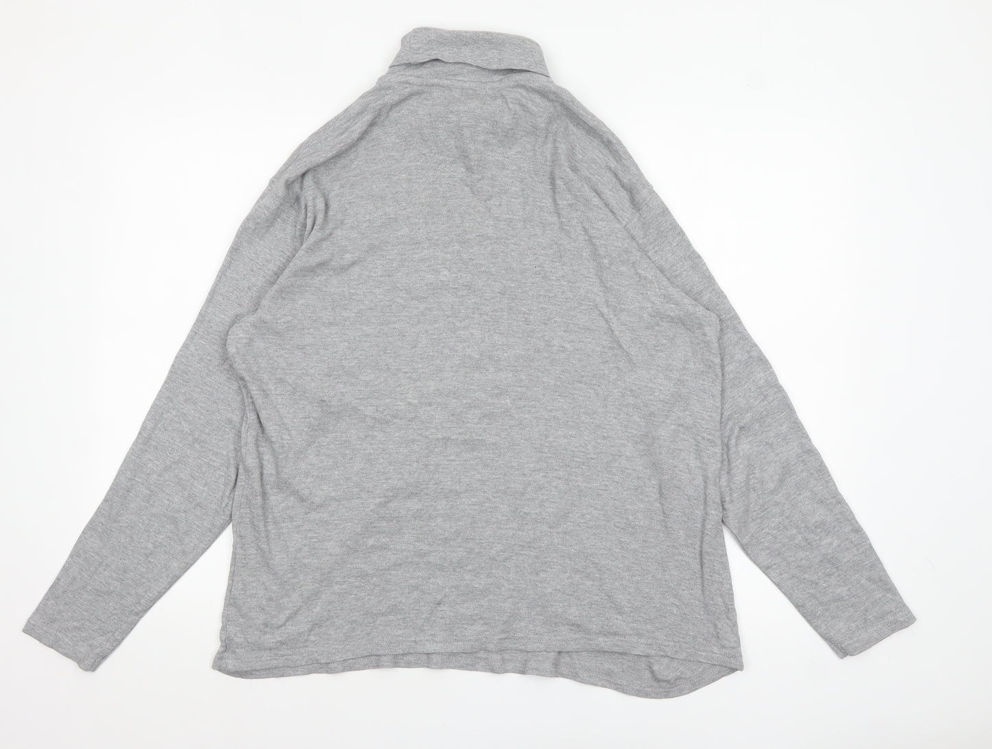 James Pringle Men's Grey Roll Neck Long Sleeve Cotton Top - M