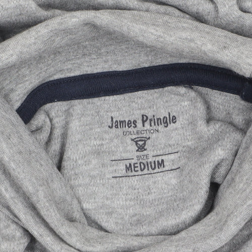 James Pringle Men's Grey Roll Neck Long Sleeve Cotton Top - M