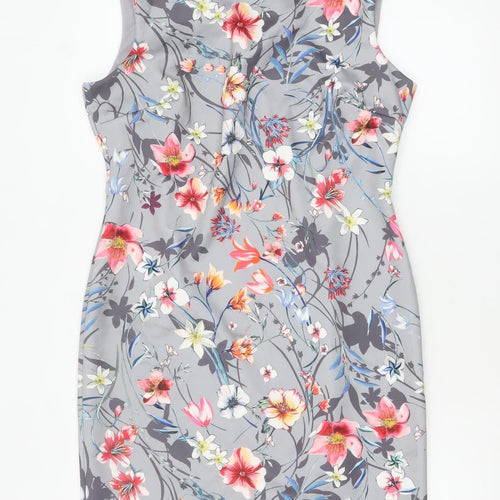 Marks and Spencer Women Grey Floral Sheath Dress Size 14