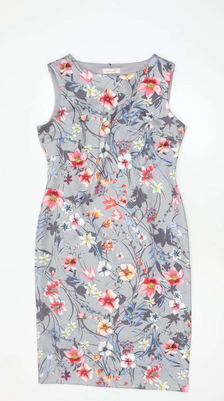 Marks and Spencer Women Grey Floral Sheath Dress Size 14