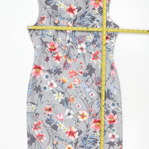 Marks and Spencer Women Grey Floral Sheath Dress Size 14