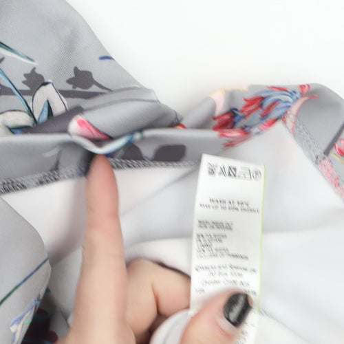 Marks and Spencer Women Grey Floral Sheath Dress Size 14