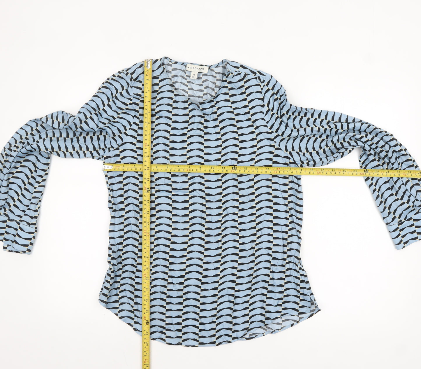 Marks and Spencer Autograph Blue Geometric Viscose Blouse Women’s UK 10