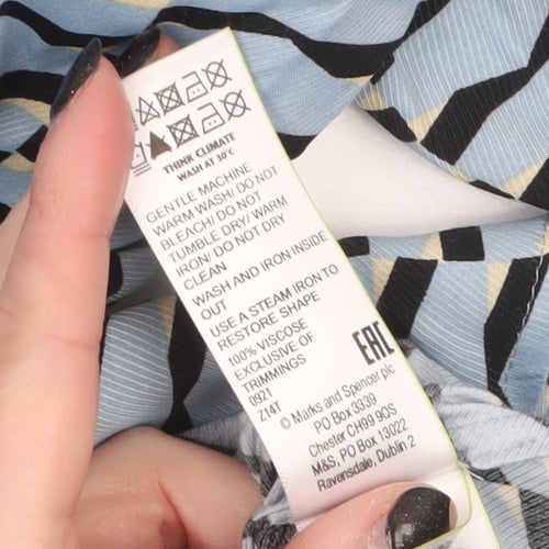 Marks and Spencer Autograph Blue Geometric Viscose Blouse Women’s UK 10