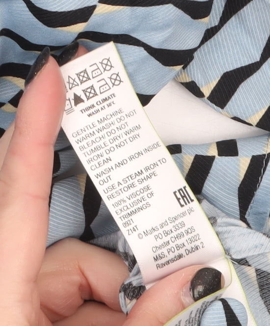 Marks and Spencer Autograph Blue Geometric Viscose Blouse Women’s UK 10