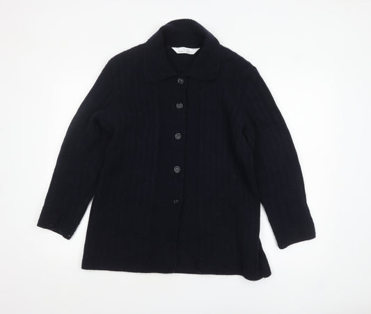 Marks and Spencer Women’s Black Wool Blend Collared Cardigan UK 16